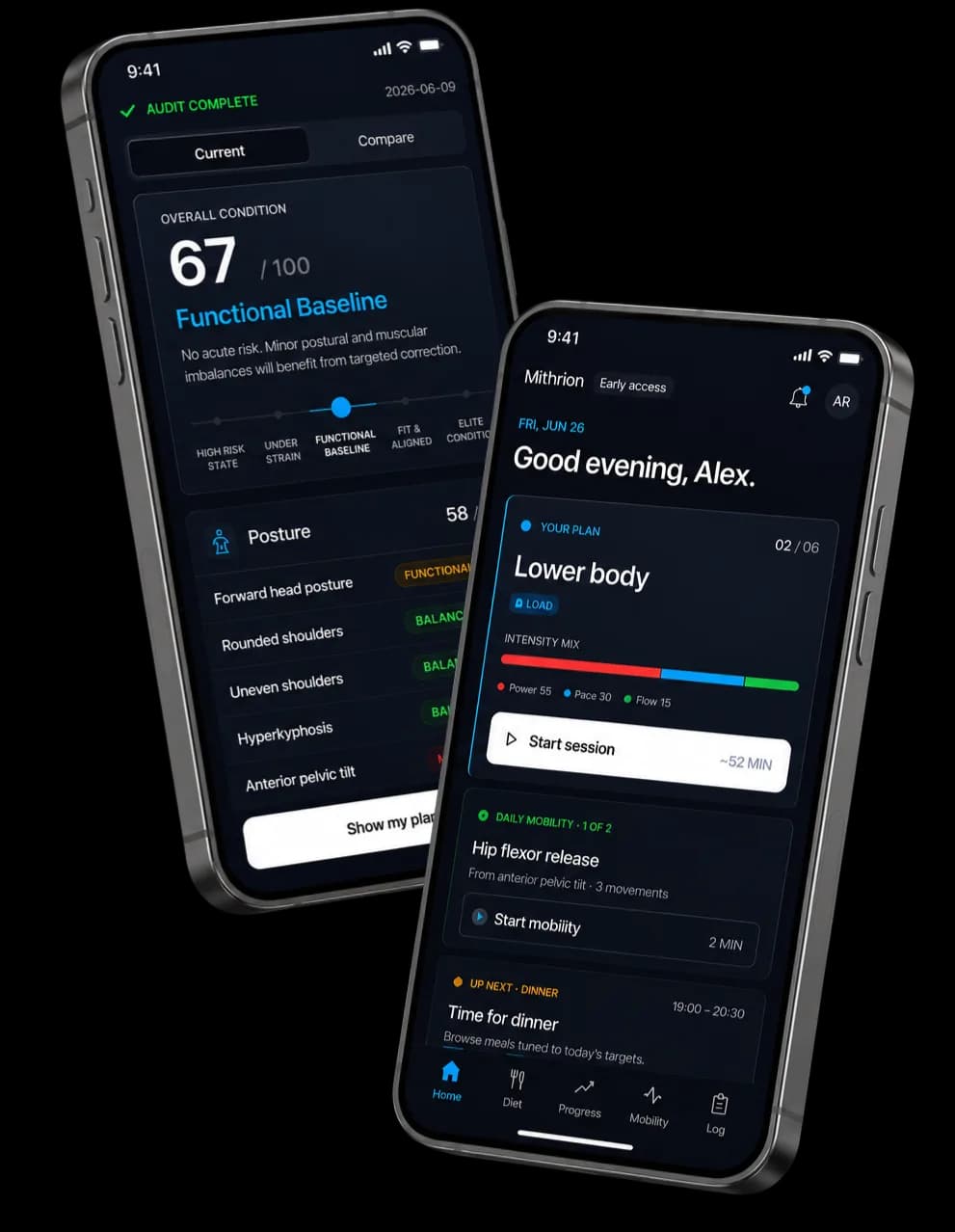 Mithrion app on two phones